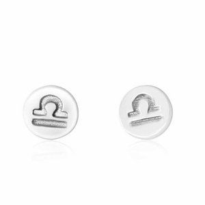 925 Sterling Silver LIBRA Zodiac Stud Earrings